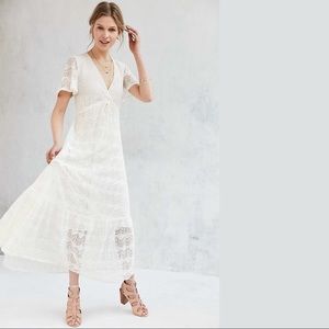 UO Kimchi Blue | Lace Flutter Sleeve Maxi Dress